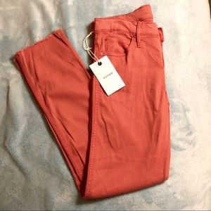 MOTHER The Looker Ankle Crop Skinny Coral Jeans